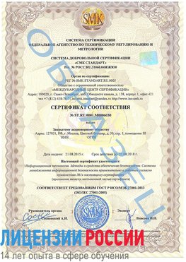 Образец сертификата соответствия Черноголовка Сертификат ISO 27001